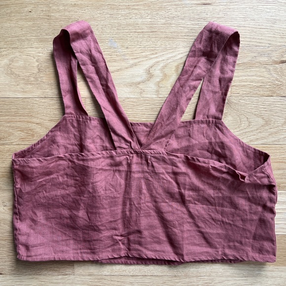 Vitamin A cropped mauve 100% linen top NWOT - Picture 2 of 5